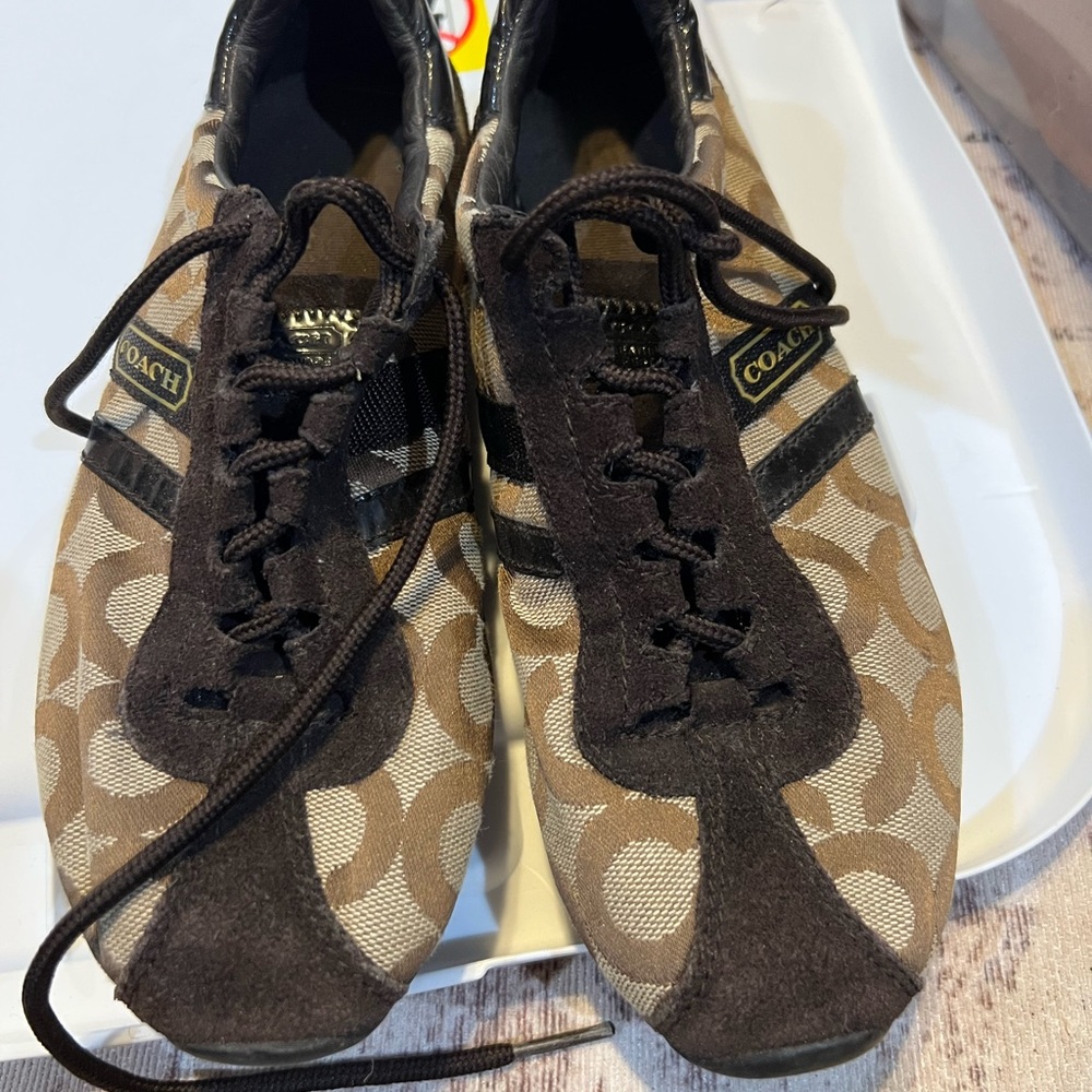 Coach Black and Brown Leather Sneakers